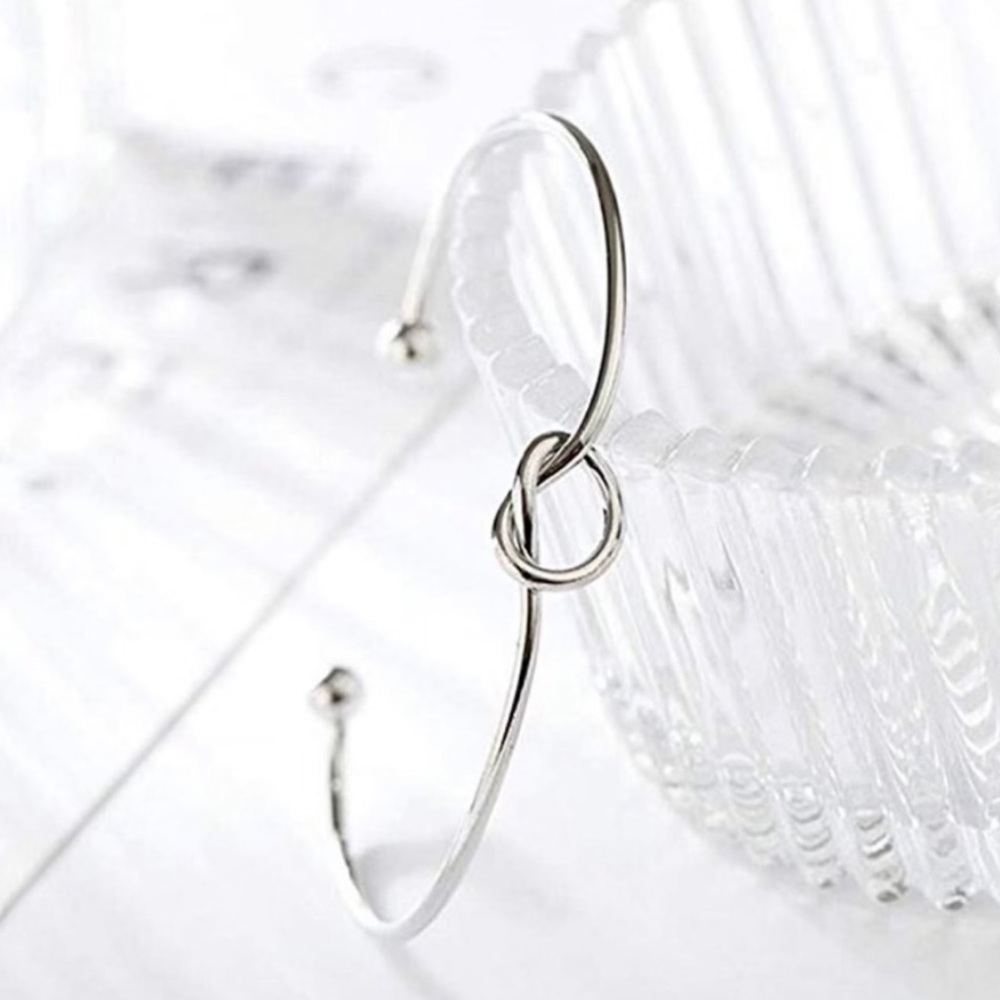 14k WG Plated Love Knot Cuff Bracelet - Picture 7 of 7